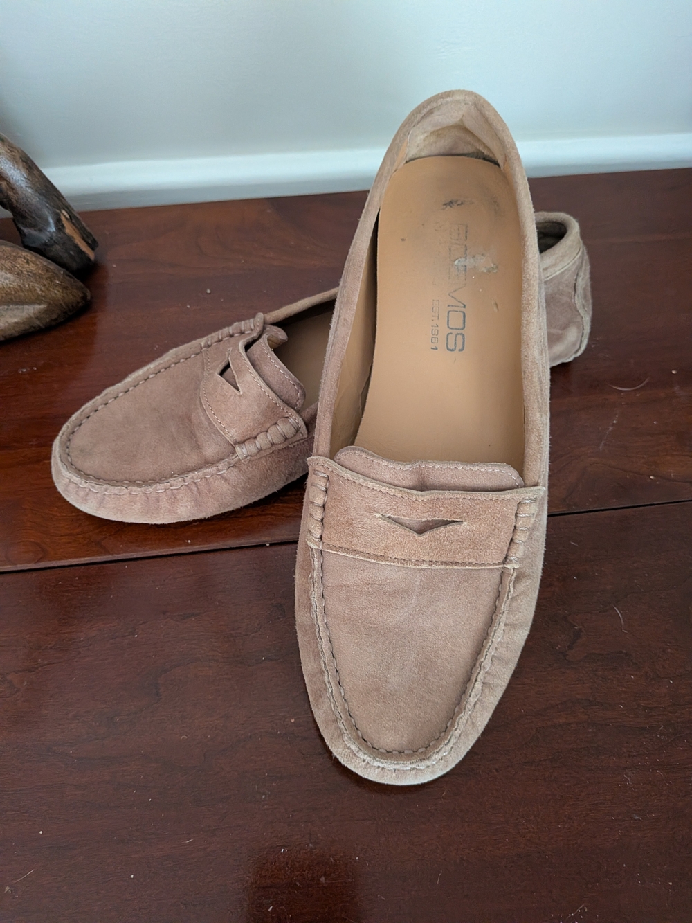 Suede Penny Loafers in Taupe - Womens Size EU 38